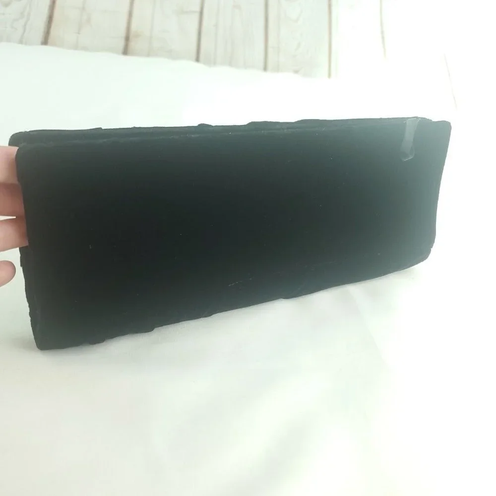 Daniele Cornaggia Womens Black Velvet Embellished Zip Around Clutch Bag